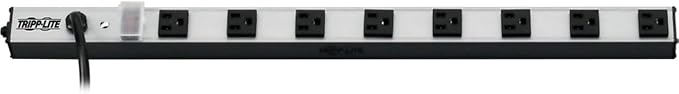 Tripp Lite 8-Outlet Bench & Cabinet Power Strip, 24 in. Length, 10ft Cord with 5-15P Plug, Metal Housing, (PS240810)