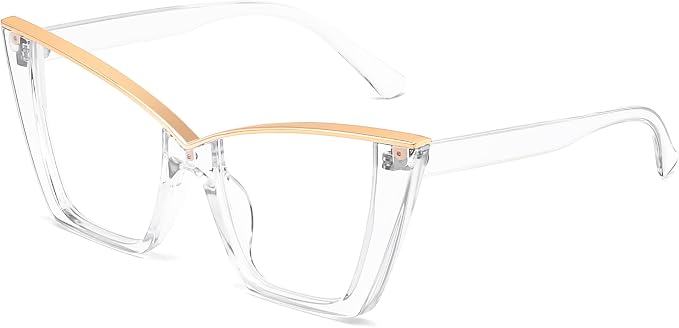 FEISEDY Fashion Cat Eye Blue Light Blocking Glasses for Women Fake Retro Eyeglasses Oversized Stylish Eyewear Frame B0240
