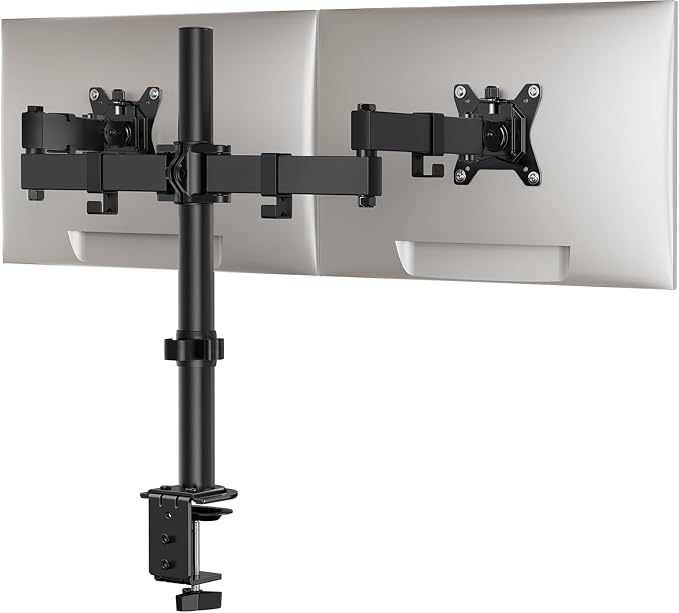 ErGear Dual Monitor Stand, Heavy-Duty Monitor Mount for 17″–32″ Monitors, Flexible Arms with Easy Dual-Monitor Alignment, Sturdy Stepped Arm Design for Superior Support, Supports 22 lbs per Arm