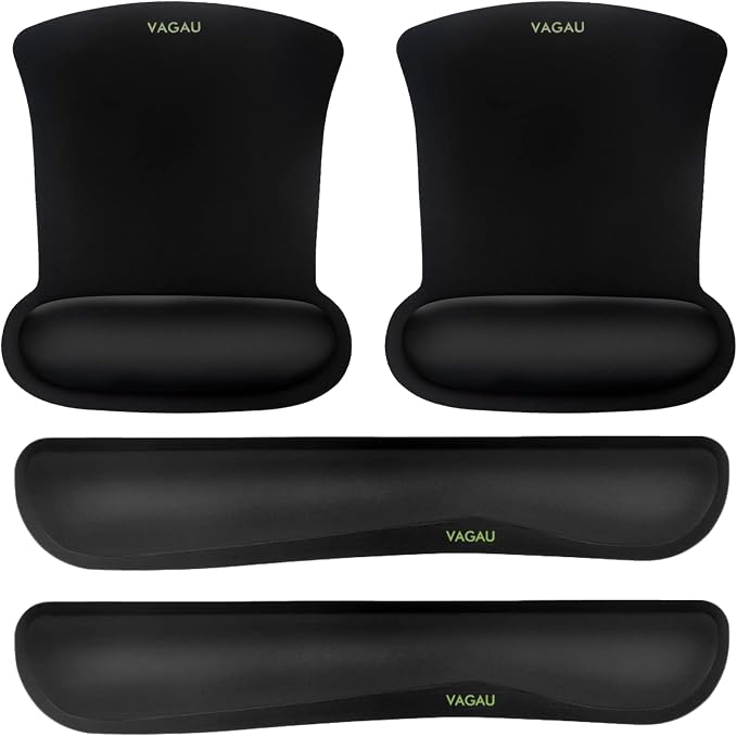 VAGAU Premium Keyboard Wrist Rest and Mouse Pad Wrist Support, Ergonomic Memory Foam Set for Office, Laptop, Mac, Computer and Gaming, Comfortable Typing &Wrist Pain Relief (2 Pack)