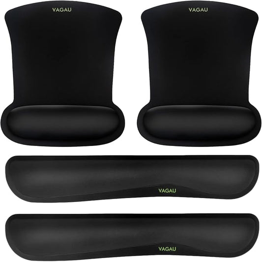 VAGAU Premium Keyboard Wrist Rest and Mouse Pad Wrist Support, Ergonomic Memory Foam Set for Office, Laptop, Mac, Computer and Gaming, Comfortable Typing &Wrist Pain Relief (2 Pack)