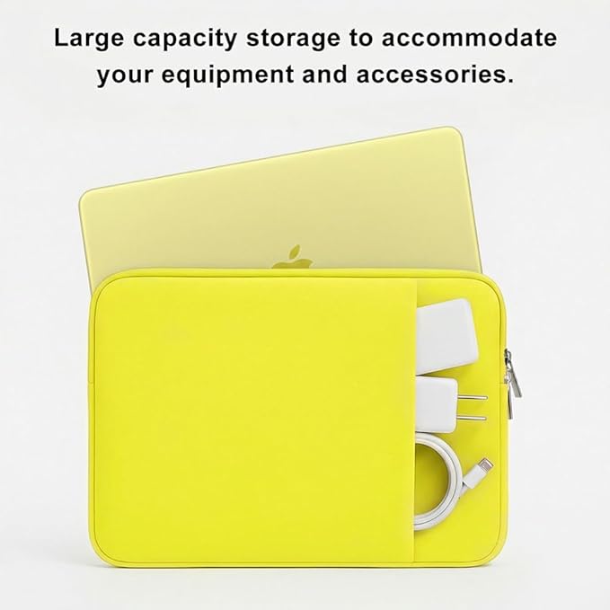 Laptop Sleeve for MacBook Neo/Air/Pro 13 inches A18/M5/M4/M3/M2/M1 Chip 2026-2020 A3404 A3449 A3240 A3113 A2681 A2337 A2338 with 2 Pockets Tablet Bag Case Accessories (Yellow)