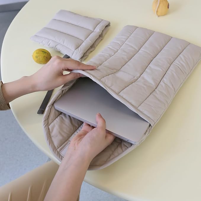 Puffy Laptop Sleeve Set 11-12 Inch Grey, Protective Carrying Case for Men and Women, Cute Case Bag Compatible with 11 and 12 Inch Laptops, 10.9" Ipad 10, 10.2" Ipad 7 8 9 in Cover
