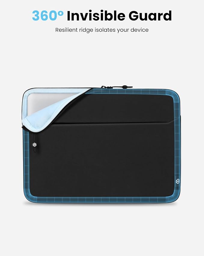 Sanctum 360° Protective Laptop Sleeve Case 14-Inch, Compatible with MacBook Pro, Lenovo, Dell, ASUS, Slim Laptop Bag with Accessory Pocket for Office Business Commute
