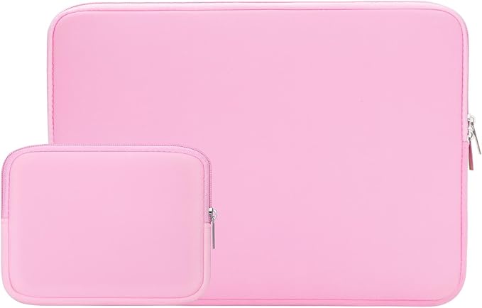 RAINYEAR 15 Inch Laptop Sleeve 15" Protective Soft Case Cover Bag with Accessories Pouch, Compatible with 15.4" MacBook Pro/Air A3448 A3241 A2941 A3114 A1938 A1707 A1990 (Pink)