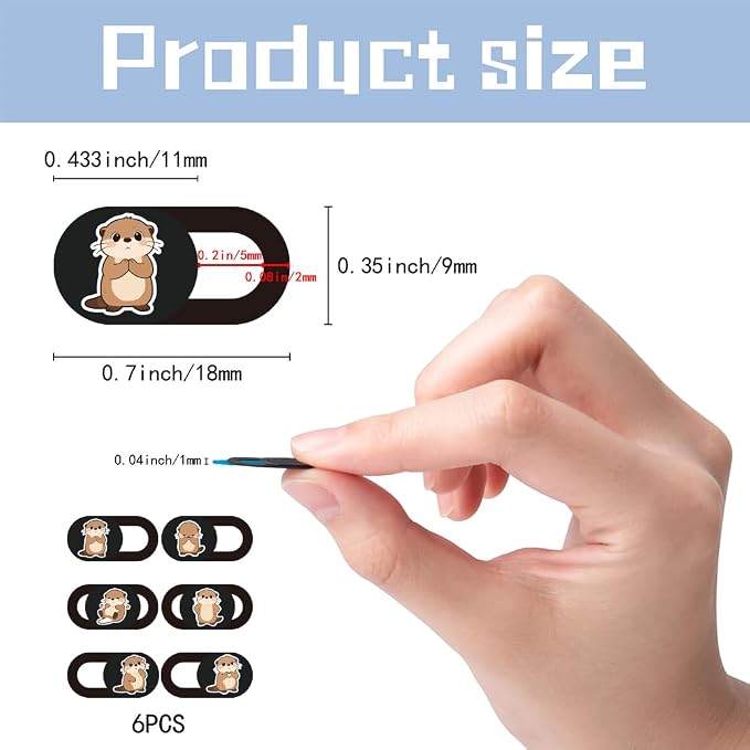 6Pcs 6 Styles Otter Cute Laptop Camera Cover Privacy Guard Accessories, 0.04 Inch Ultra Thin Webcam Cover Slide Protector Blocker for Desktop Computer Tablet Notebook Mini PC Office Use