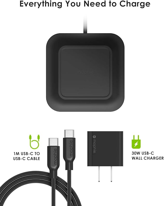 Mophie Universal Wireless Charge Pad - 15W Fast Charging for Qi-Enabled Devices, iPhone, Google Pixel, Samsung Galaxy - Desktop & Nightstand Essential