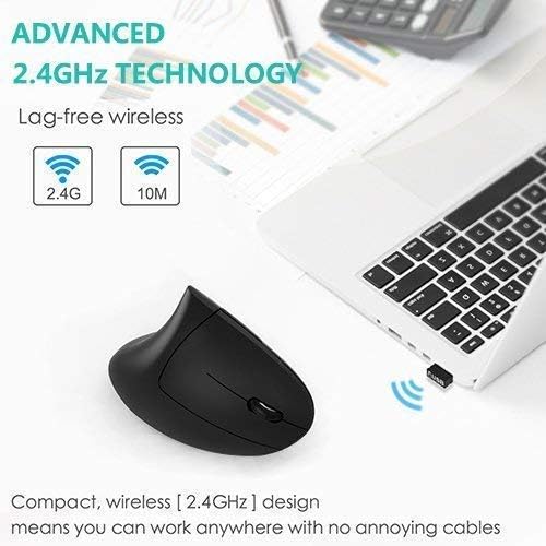 Wireless Ergonomic Mouse, Jelly Comb Rechargeable 2.4G Bluetooth Vertical Mouse Switch to 3 Devices Optical Mice with 6 Buttons 3 Adjustable DPI Levels for Laptop, PC, MacBook, Notebook