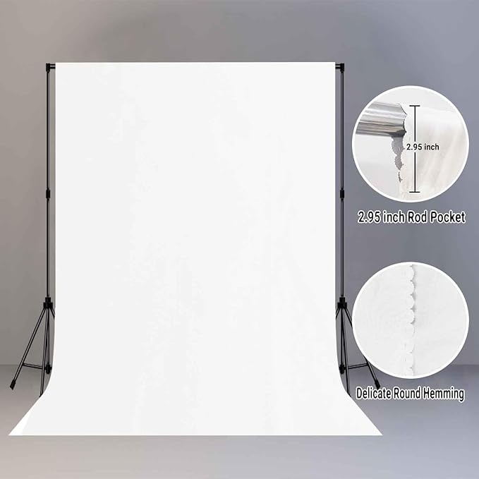 White Screen Backdrop for Photography 5x7ft Zoom Meeting, Game Live Steaming and Photo Studio Shooting Props