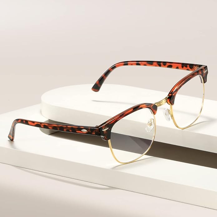 Fashion Vintage Classic Semi-Rimless Half Frame Clear Lens Glasses