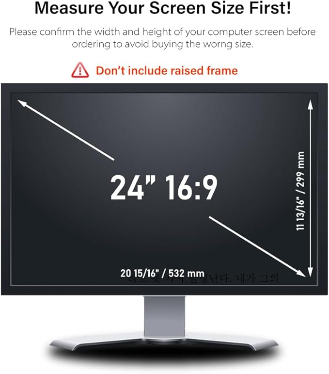 [2 Pack] 24 Inch - 16:9 Aspect Ratio - Computer Privacy Screen Filter for Widescreen Monitor - Anti-Glare - Protects Eyes from Harmful Glare and Blue Light