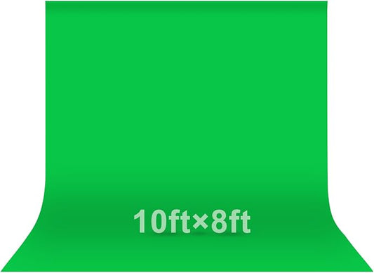 EMART Green Screen Photo Backdrop, 10x8 ft Photoshoot Backdrop Chroma Key Green Screen Polyester Cloth Fabric Curtain for Background Removal, Zoom Meeting, Photo Video Studio, Live Streaming
