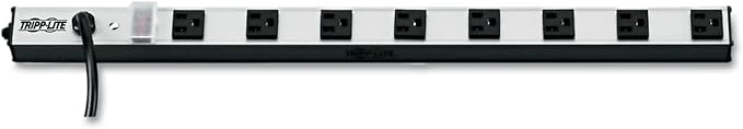 Tripp Lite 8 Outlet Bench & Cabinet Power Strip, 24 in. Length, 15ft Cord with 5-15P Plug, (PS2408) Black