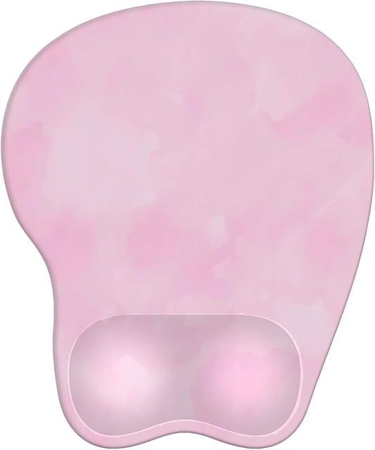 Mouse Pad with Wrist Rest Ergonomic Mouse Pad with Comfortable M-Shape Pain Relief Wrist Support Non-Slip PU Base Mousepad for Laptop, Office & Home (Blush Pink)