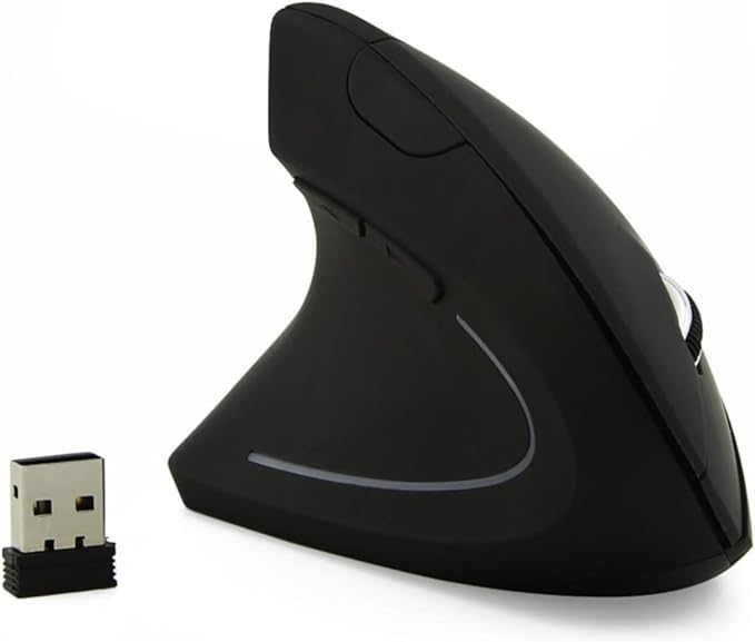 Left Handed Mouse, Wireless 2.4 GHz USB Lefty Ergonomic Vertical Mouse, Less Noise Cordless Mice with USB Receiver, 6 Buttons for Laptop Computer PC Desktop Mac Specifically for Left Hand(Black)