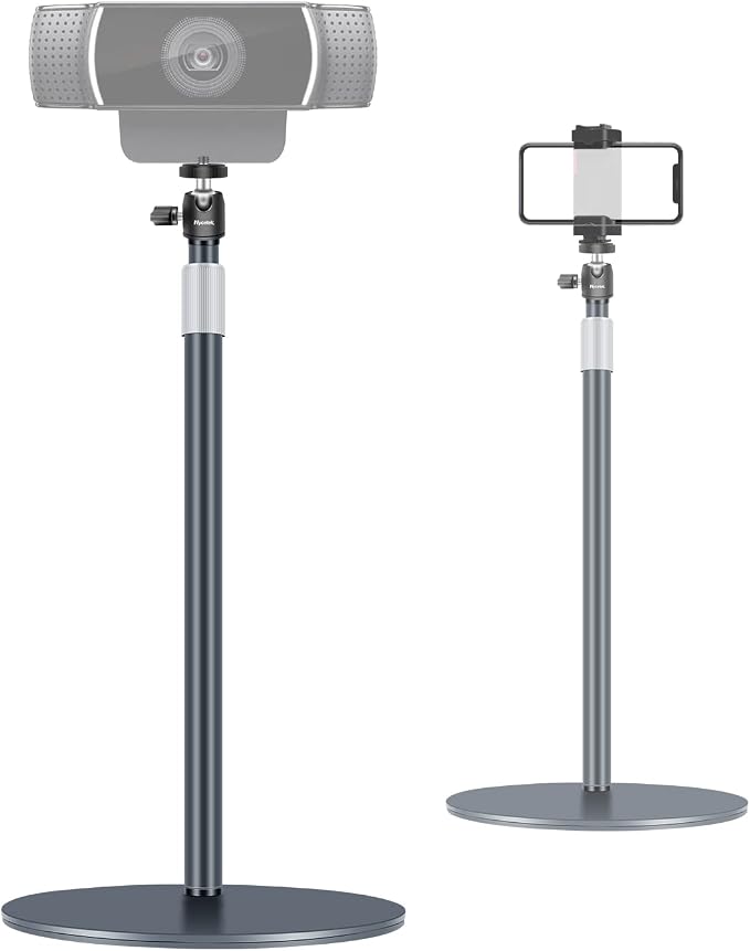 Webcam Stand, Light Stand Tripod with 360° Rotatable Ballhead for DSLR Camera, Ring Light, Webcam, Desktop Tripod for Video Recording, Shooting, Game Streaming, YouTube