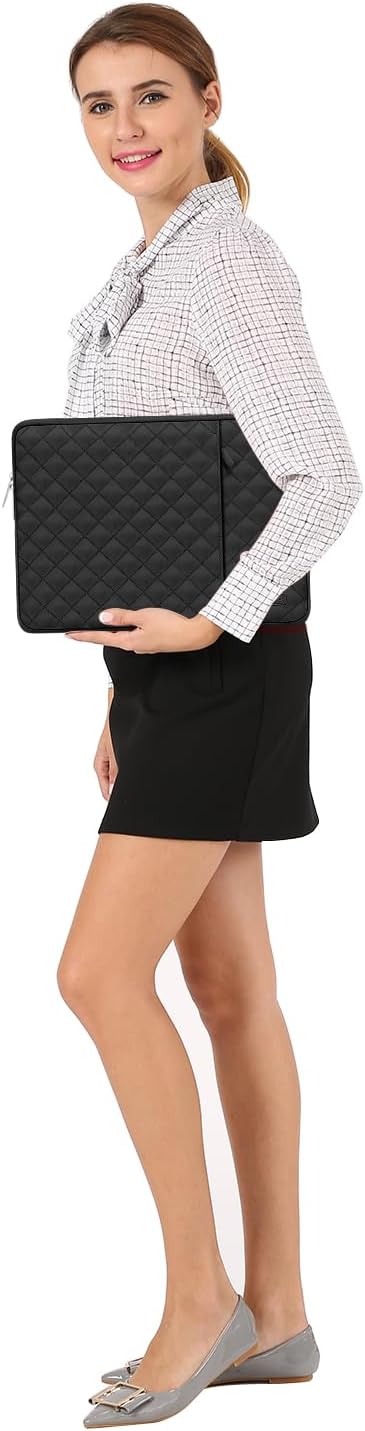 MOSISO Laptop Case 13.3 inch, 13-13.3 inch Laptop Sleeve Compatible with MacBook Air/Pro 13 / Pro 14, HP Dell Acer ASUS Lenovo,Square Quilted Vertical Computer Bag with Pocket&Small Case, Black