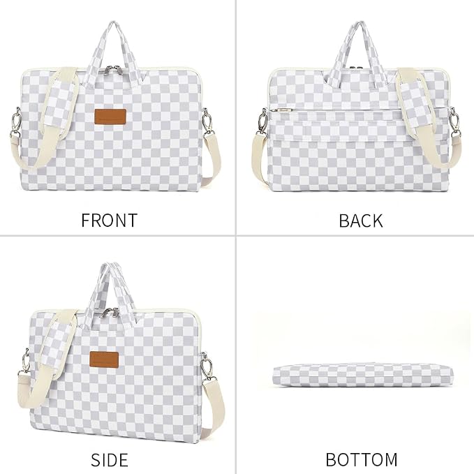 canvaslife Waterproof Pattern Resistant Laptop Shoulder Messenger Bag for Pro 16 inch and 15.6 inch-16 inch Laptop (Grey Checker)