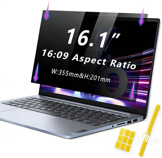 Laptop Privacy Screen 16.1 Inch 16:09 , Anti-Spy Privacy Filter with Anti-Glare Blue Light Protection, Removable Computer Monitor Shield for HP Lenovo Dell Acer Asus ThinkPad Envy XPS (16.1" (16:9, 14.0×7.9 in))