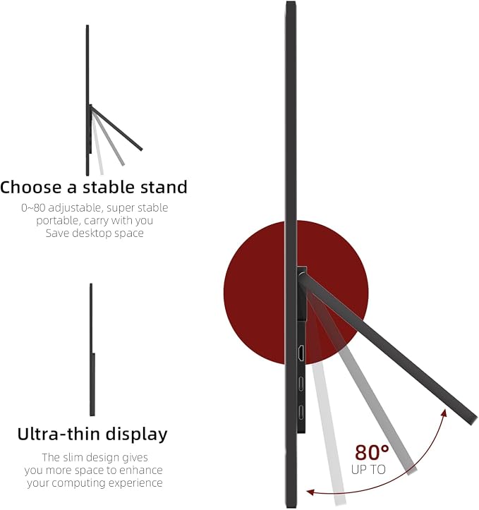 15.6 Inch Wireless Portable Monitor 1080P FHD Ultra Slim Display WiFi Connectivity 180° Adjustable Built-in Stand Lightweight Travel Monitor for Laptop/MAC/Phone/PS5