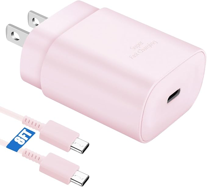 Super Fast Charger Type C,25W USB C Wall Charger Fast Charging Block &8Ft Cable Cord for Samsung Galaxy S26/S25/S24/S24 Ultra/S24+/S23 Ultra/S23/S23+/S22/S22 Ultra/S22+/S21 Ultra/S20 Ultra/Note 20/10