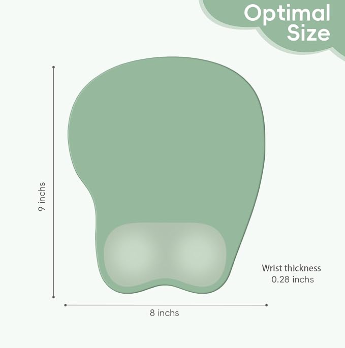 Ergonomic Mouse Pad,Non Slip Mousepad Wrist Rest Support for Office, Computer, Laptop & Mac(A-Light Green)