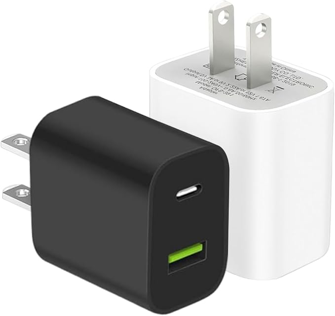 2 Pack USB C Charger Block, Dual Port Type C Wall Charger Fast Charging 20W Power Adapter Cube for iPhone 14/14 Pro/14 Pro Max/14 Plus/13/12/11, XS/XR/X, iPad, Samsung, More