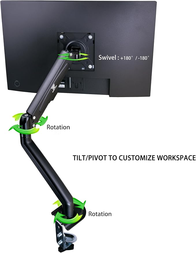 Lenovo ThinkVision 24" FHD IPS Monitor w/ 4ms Response Time, 100 Hz Refresh Rate, VESA Mount (100mm), Flicker Free, HDMI, Black w/DKZ Hub & ErgoFlexy Single Mount Arm