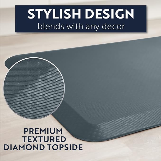 KANGAROO Anti Fatigue Mats for Kitchen Floor, 39x20, Reduce Foot, Knee Pressure, 3/4 Inch Thick Cushioned Ergonomic Mat, Waterproof Comfort Rug for Under Sinks, Standing Desk, Store Floors, Charcoal