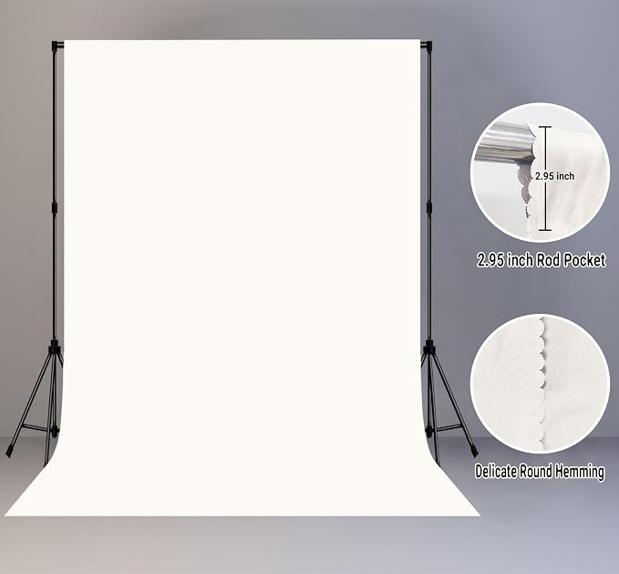 Ivory Photo Backdrop for Photoshoot 5x7ft, Zoom Meeting Photography Backdrop Studio Shooting Props