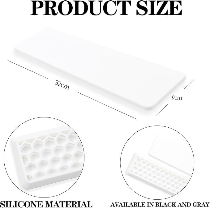 Ergonomic 75% Keyboard Wrist Rest-12.8" Silicone Non-Slip Keyboard Hand Rest, Relief of Hand Pain(White)