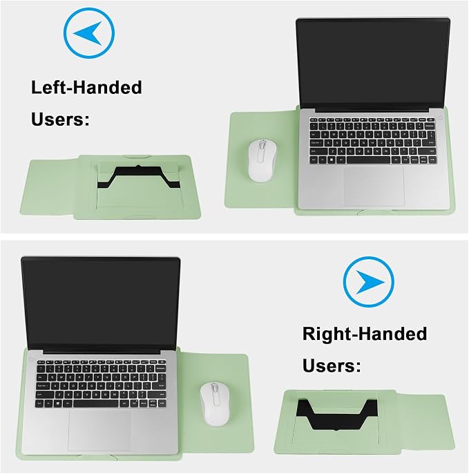 HoYiXi 13.3'' /13.6'' Laptop Sleeve Case PU Leather with Stand Compatible with MacBook Pro 14/MacBook Air 13(M1 M2)/ASUS Vivobook 14/Dell XPS 13/ASUS Matebook,13-14'' Laptop Bag,Green