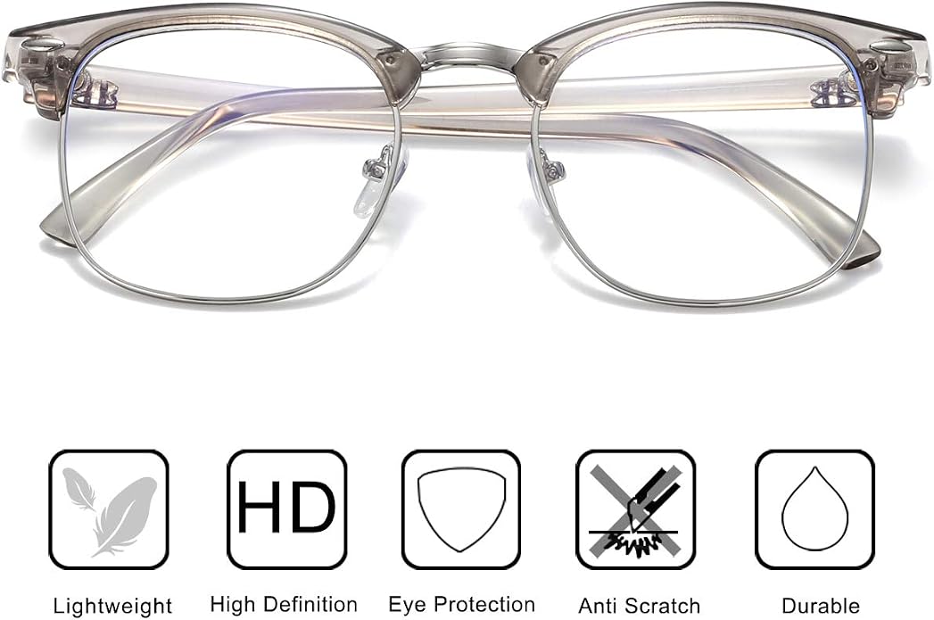 Fashion Vintage Classic Semi-Rimless Half Frame Clear Lens Glasses