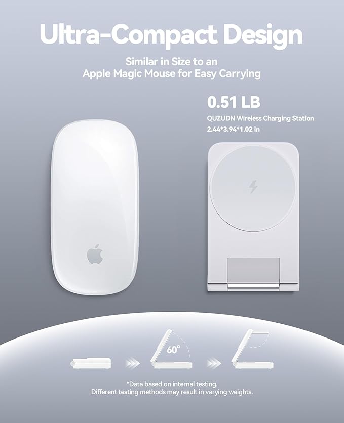 3 in 1 Charging Station, 25W Foldable Magnetic Fast Wireless Charger Stand for Apple Multiple Devices, Travel Charger for iPhone 17 16 15 14 13 12 Series Watch AirPods 4/3/2/Pro