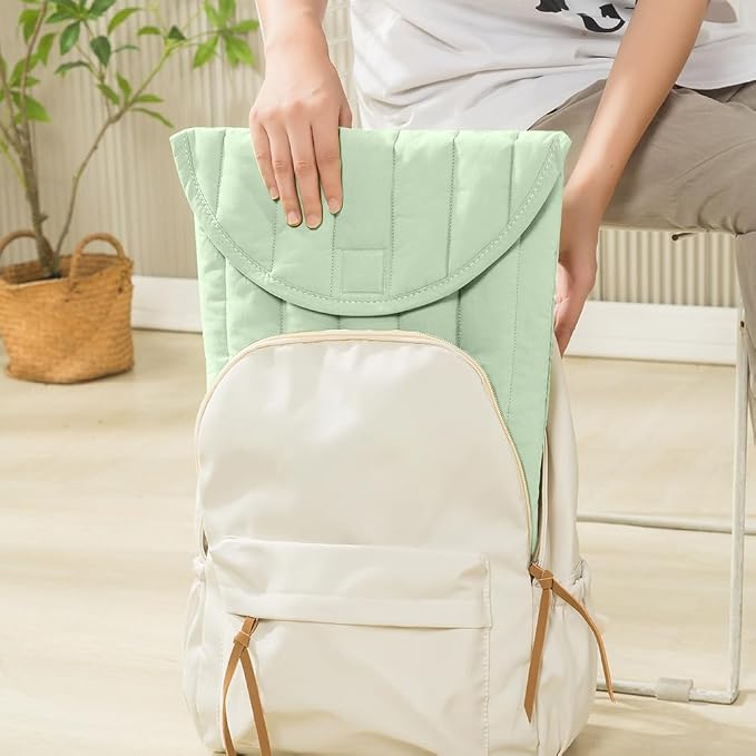 Puffy Laptop Sleeve 11-12 Inch Mint Green, Protective Carrying Case for Men and Women, Cute Case Bag Compatible with 11 and 12 Inch Laptops, 10.9" Ipad 10, 10.2" Ipad 7 8 9 in Cover