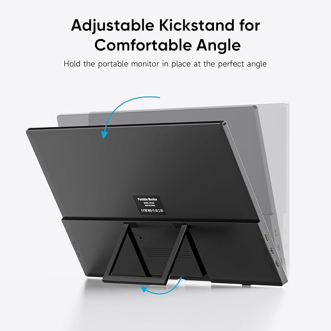 Portable Monitor 15.6'' FHD 1080P Laptop Monitors USB-C HDMI Travel Monitors for Laptop, Ultra-Slim IPS HDR Display w/Speakers, External Small Display for PC Phone Mac Xbox PS5/4 Switch