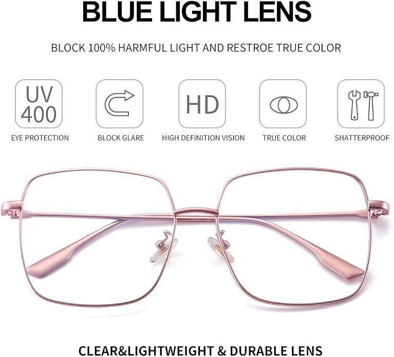 Dollger Blue Light Blocking Glasses women Anti Glare UV Filter Computer Gaming Glasses Retro matal square Eyeglasses Frame