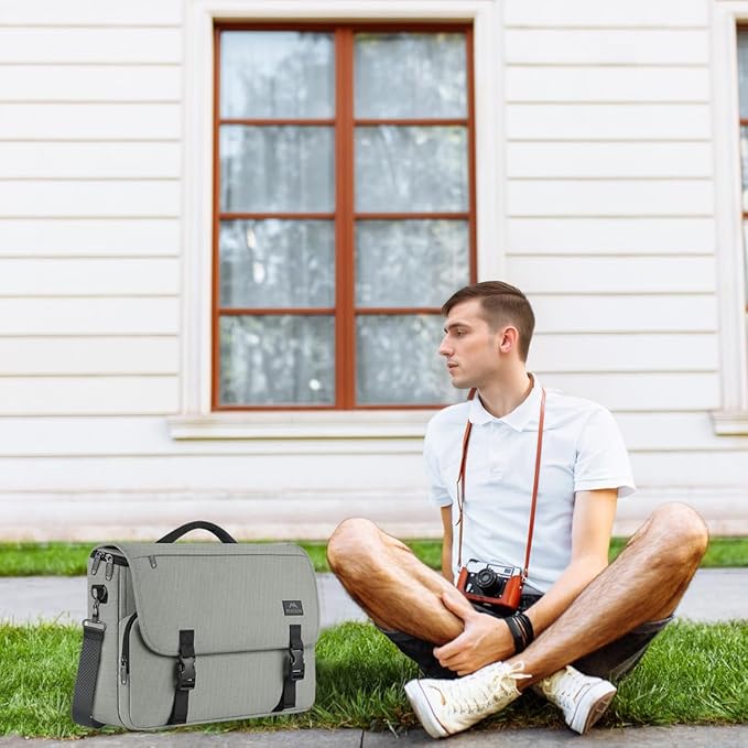 MATEIN Messenger Bag for Men, Briefcases Lightweight Men's Laptop Bag 17.3 inch Water Resistant Crossbody Satchel Computer Work Office Case with Shoulder Strap, Grey