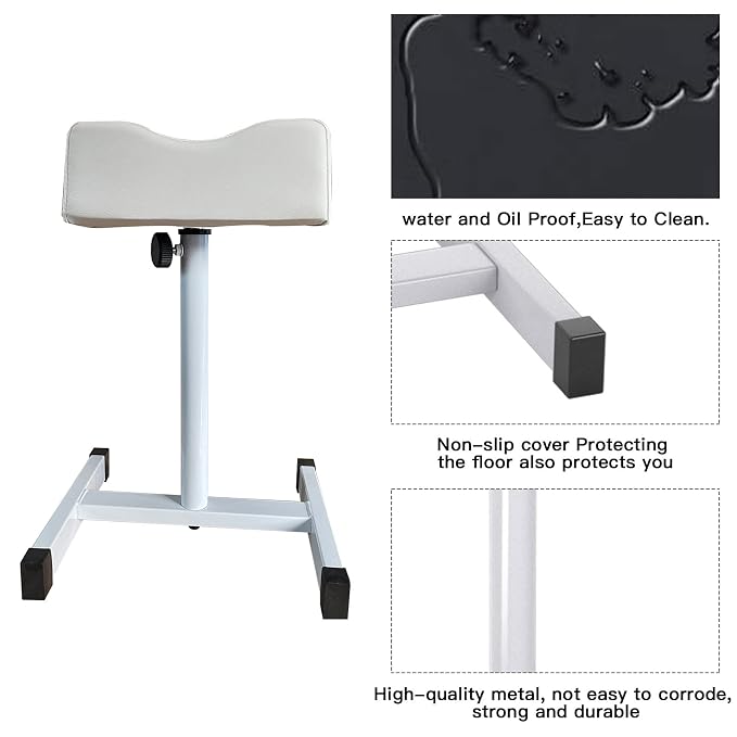 CHAOEEMY Pedicure Foot Rest,Adjustable Height Pedicure Stool,Pedicure Stand for Home Salon,Tattoo,Nail Tech(White)