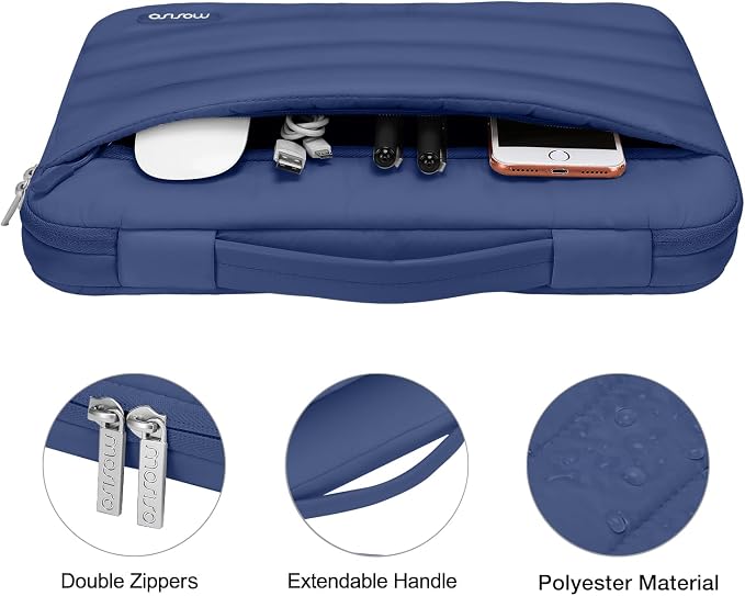 MOSISO Compatible with MacBook Air 13 inch Case M5 2026 M4 2025 M3 M2 2024-2022 A3449 A3240 A3113 A2681, Hard Case&Puffy Bag&Keyboard Cover&Webcam Cover&ScreenFilm for MacBook Air 13.6, Midnight