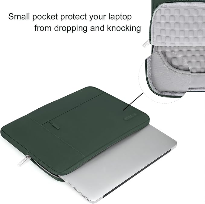 MOSISO Laptop Case 13.3 inch, 13-13.3 inch Laptop Sleeve with Handle Compatible with MacBook Air/Pro 13/Pro 14 M5 M4 M3 M2 M1,HP Dell ASUS Lenovo, Polyester Multifunctional Computer Bag,Midnight Green