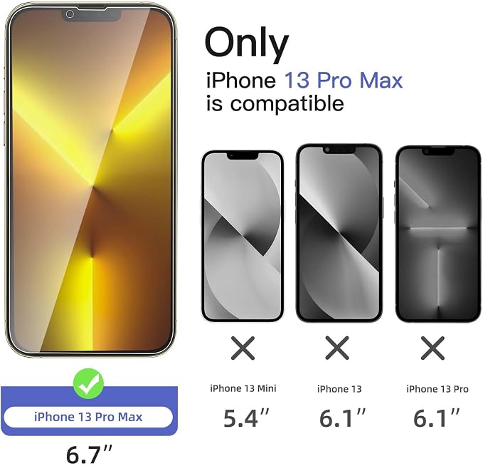 NEW'C 3x Privacy for iPhone 13 Pro Max Screen Protector (6.7 inches)+ 3x Camera Lens Protector, Sensor Protection, Tempered Glass Film +Dust Plug - Enhanced Privacy Angle of 28 Degrees