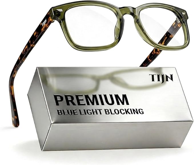 TIJN Premuim Blue Light Blocking Glasses for Women Men Square Frame Nerd Eyeglasses Anti Blue Ray Computer Screen Glasses