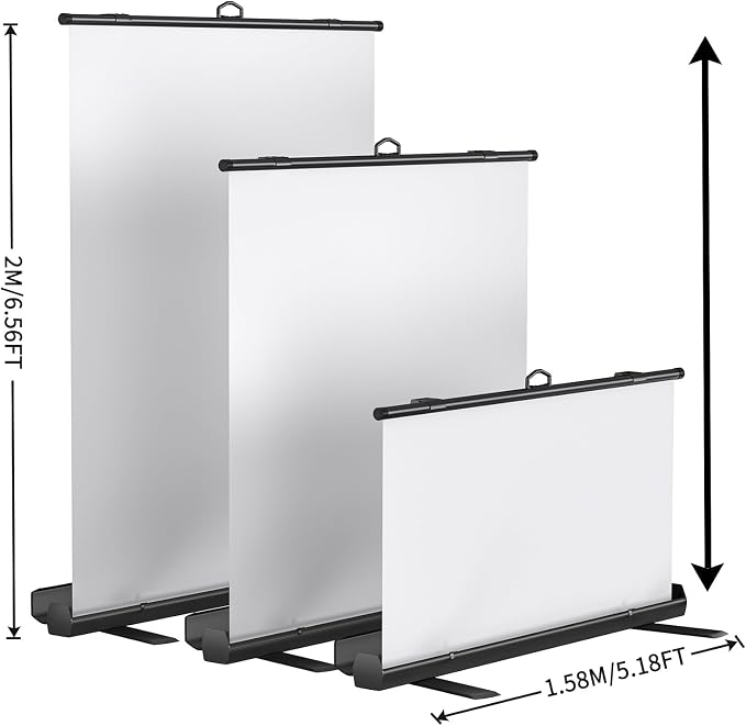 WASJOYE Retractable White Backdrop Screen - 62.2 x 79 in Professional Pull Up Panel Auto-Locking Wrinkle-Resistant Photography Background for Video Conference, Live Game, Photographic Studio Streaming