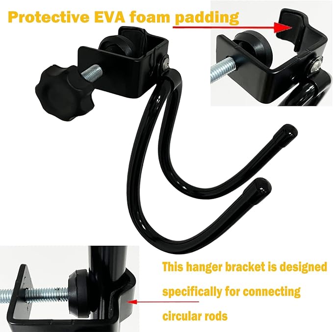 Pmsanzay Mic Microphone Stand Tambourine Hanger, Headphone Headset Holder Clip Stand, Easy to fit on Music or Microphone Stand for Tambourine, Cowbell, Headphones - Keep Tambourine Within Reach.