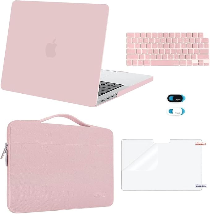 MOSISO Compatible with MacBook Pro 14 inch Case M5 2026 M4 M3 M2 M1 2025-2021 A3427 A3426 A3434 A3112 A3185 A3401 A2918 A2992 A2779 A2442, Case&Bag&Keyboard Skin&Webcam Cover&ScreenFilm, Rose Quartz