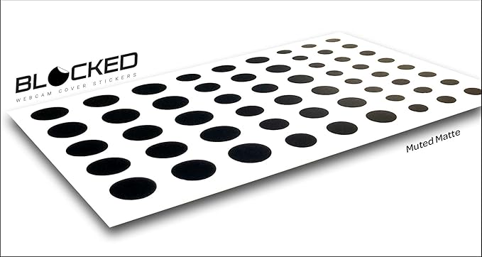 Blocked Original Vinyl Webcam Cover Stickers | Restickable & Stackable Privacy Covers | for All Camera-endable Devices | 3-Sizes | 57 Black (Muted Matte)