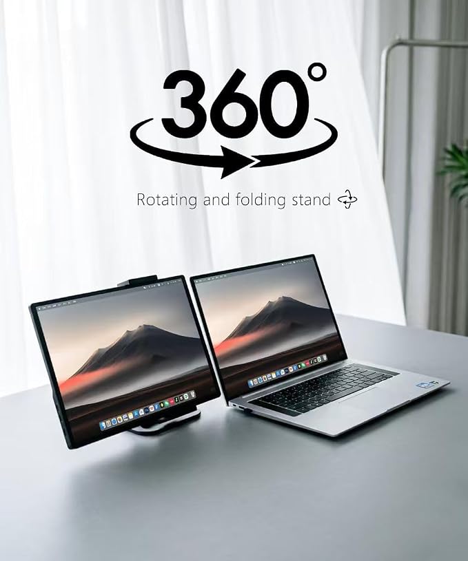 Portable Monitor Stand for Desk, Extra Tall Adjustable Tablet Holder (Max 40cm-17 Height), Aluminum 360° Swivel Arm Mount for 6-17" Screens, Fits 12.9 inch iPad Pro/16 inch Portable Displays