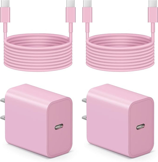 iPhone 17 16 15 Charger Fast Charging 6FT - 20W USB C Charger Block with 6FT Type C to C Cable Compatible with iPhone 17/17 Pro/17 Pro Max/Air/16/16e/15, iPad Pro, iPad Air (Pink)