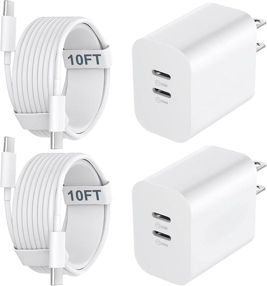 iPhone 17 16 15 Charger Fast Charging Cord 10FT Long USB C Charging Cable with 20W Type C Charger Block for iPhone 17 Pro Max/17 Pro/17/Air, 16 15 Pro Max/16 15 Pro/16 15,iPad Pro/Air, Android Phone